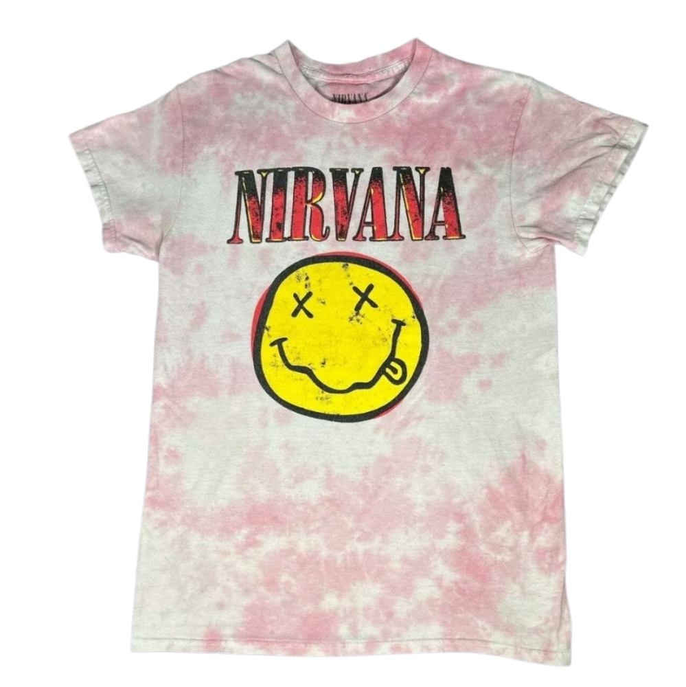 Nirvana‎ Pink Tie-Dye Grunge Face Tee Shirt New In Package